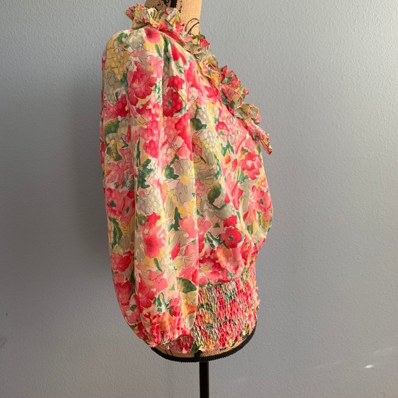 Rare Vintage Ann Pakradooni Floral Smocked Blouse - Picture 5 of 8